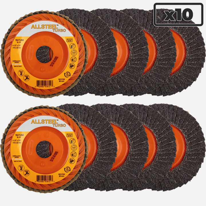 AllSteel Turbo, Type 27, 115 mm Diameter, 22 mm Arbor, 40 Grit (10-Pack)