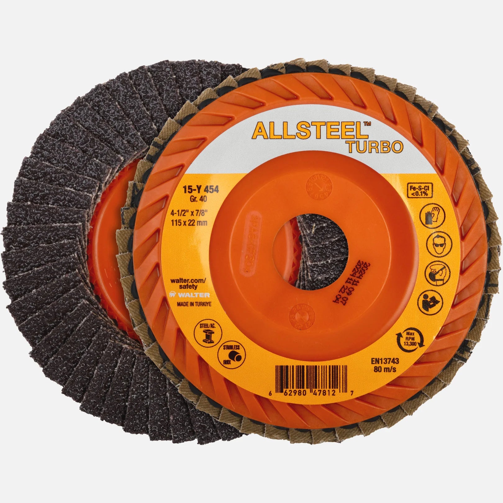 AllSteel Turbo, Type 27, 115 mm Diameter, 22 mm Arbor, 40 Grit (10-Pack)