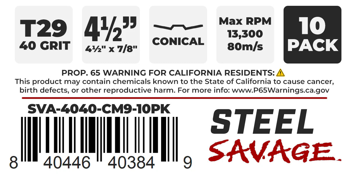 Fireball Tool - Steel Savage 4.5" Ceramic Flap Disc, 40 Grit (10-Pack)