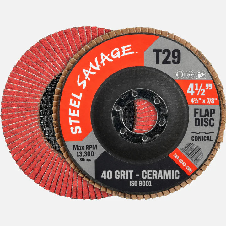 Fireball Tool - Steel Savage 4.5" Ceramic Flap Disc, 40 Grit (10-Pack)