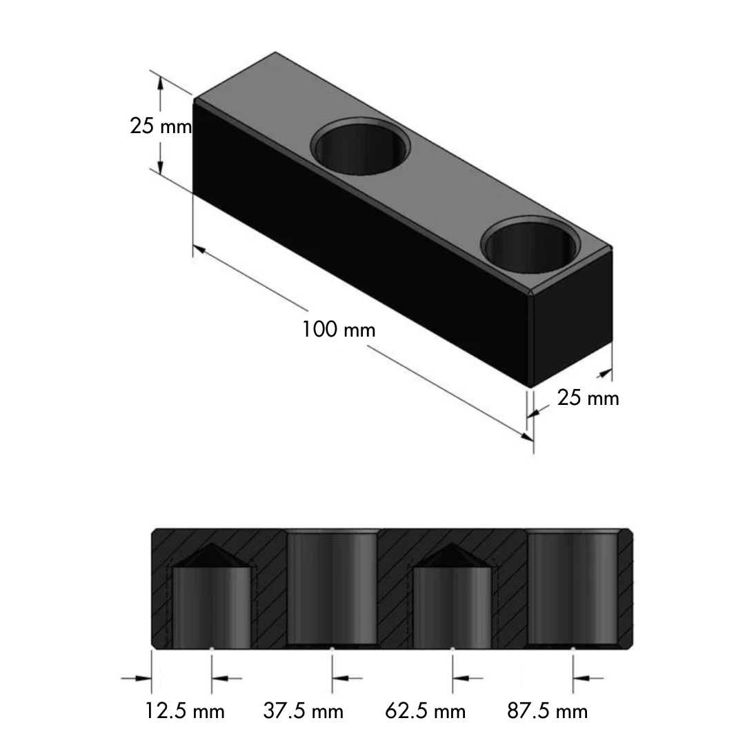 Fence Pin Block 100x25x25 mm - 16 mm System
