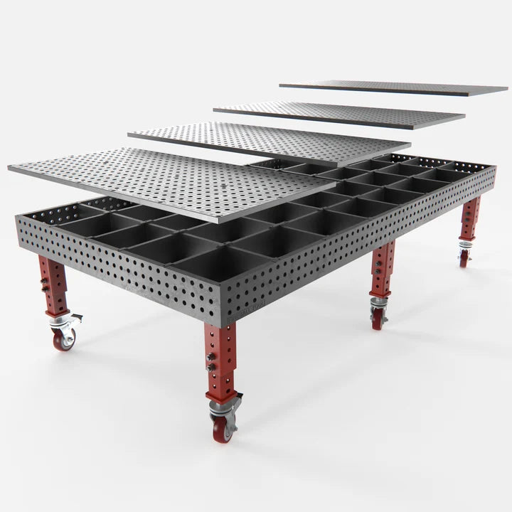 Steel Top X-Frame Welding Fixture Table, 2600x1400 mm
