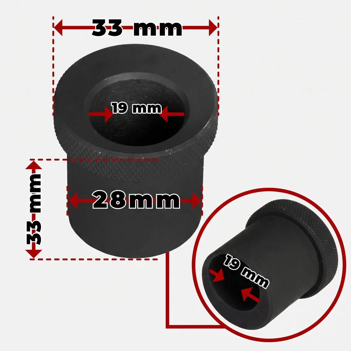 19 mm Eccentric Hole Adapter - 28 mm System