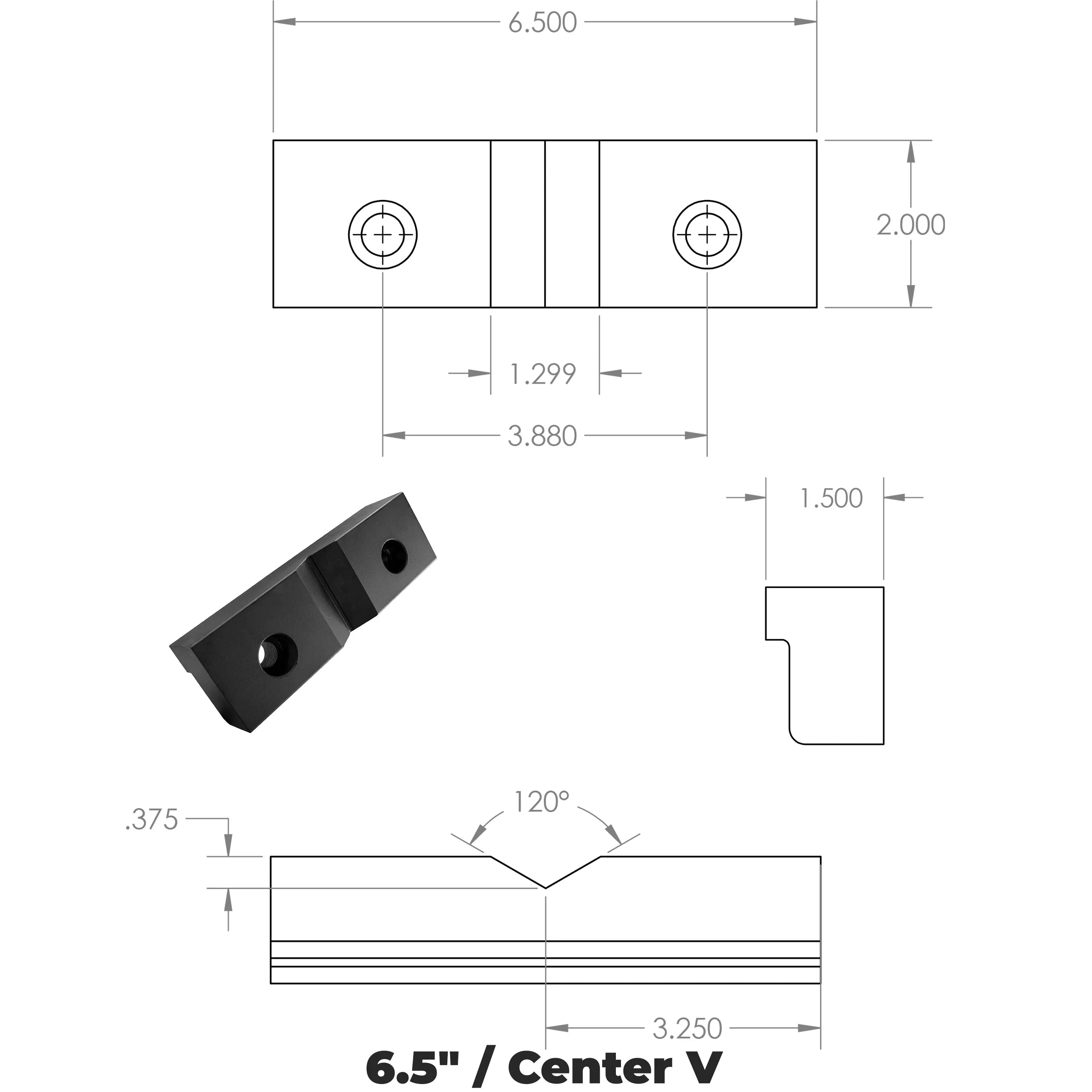 Hardened V Jaw for Hardtail Vise HTV614 (Single Jaw)