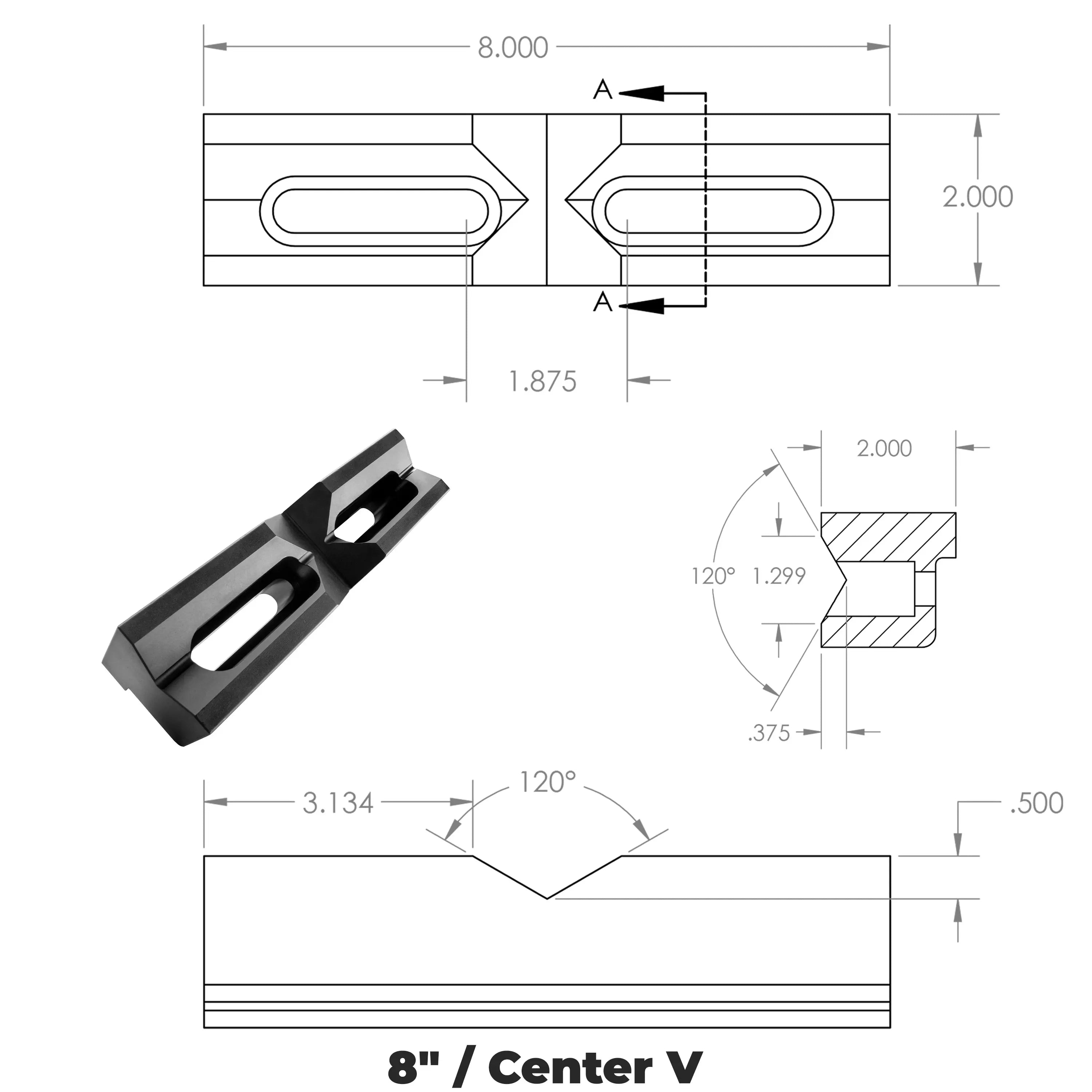 Hardened V Jaw for Hardtail Vise HTV614 (Single Jaw)